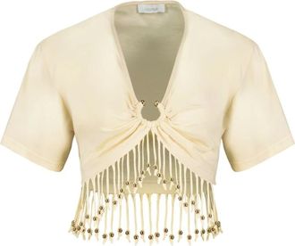 Paco Rabanne Tee T-Shirt - female - Rabanne - T-Shirts - Beige - L - Tops