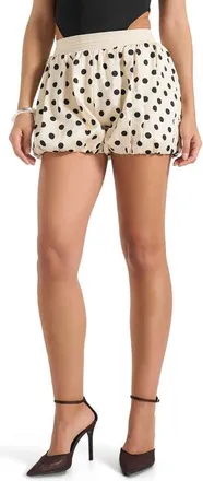 Mani&egrave;re De Voir Zoe Satin Polka Dot Balloon Shorts in White/black at Nordstrom, Size 10