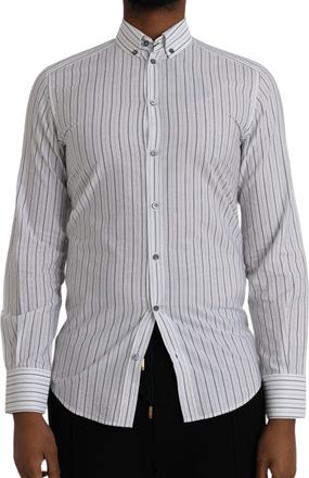 Dolce & Gabbana Mens Cotton Striped Shirt White