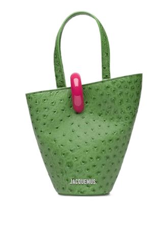 Jacquemus The Bambola ostrich-effect leather small bag - Green