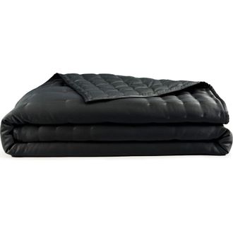 DKNY Hammered Silk & Cotton Blend Quilt in Black at Nordstrom, Size King