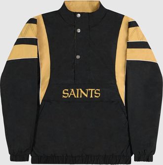 Starter Mens New Orleans Saints Pullover Half-Zip Impact Jacket In Black