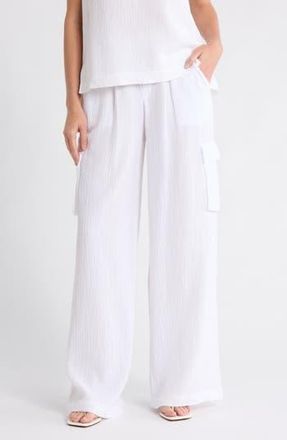 Splendid Cotton Gauze Cargo Pants in White at Nordstrom Rack, Size X-Large