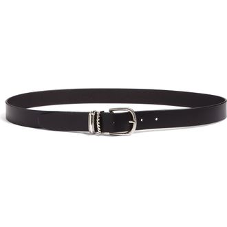 Treasure & Bond Raina Double Keeper Leather Belt in Black- Silver at Nordstrom, Size Medium