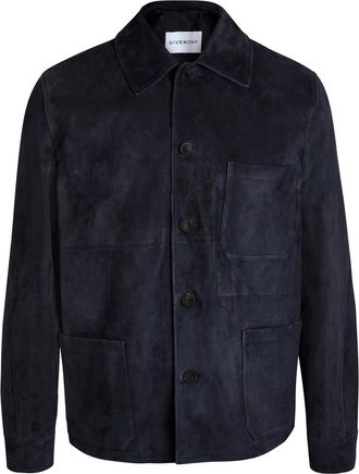 Givenchy Patch Pocket Suede Overshirt - Navy - 48 (IT48 / M)