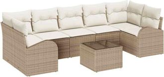 vidaXL Vidaxl - Conjunto De Sof&aacute; De Jard&iacute;n 8 Pcs Beige, Crema 55 X 55 X 37 Cm