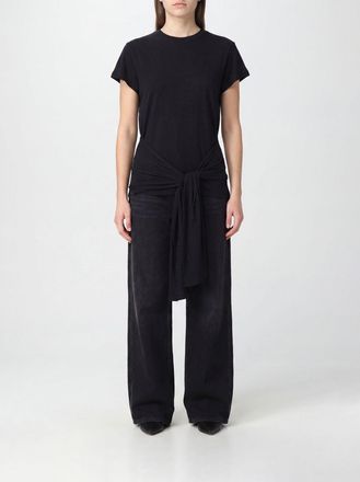 Toteme T-shirt lunga in cotone a girocollo con cintura in vita da annodare