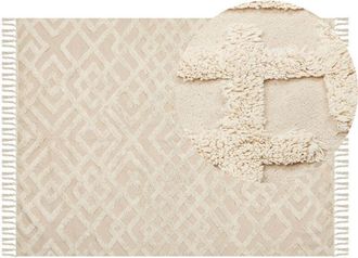 Beliani Rug ARDAHAN Beige 140 x 200 cm Cotton