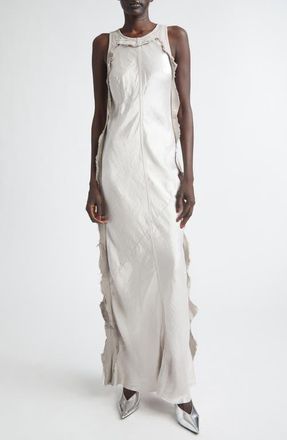 Haikure Toto Fringe Satin Dress in Ice Grey at Nordstrom, Size Medium