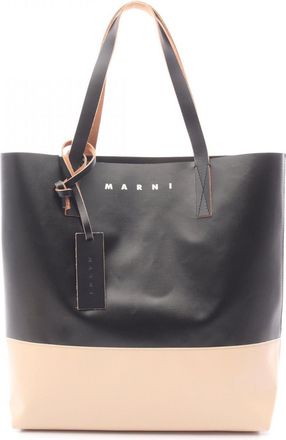 Marni Beige Black Coated Canvas Pvc Leather Handbag Tote Bag (Pre-Owned)