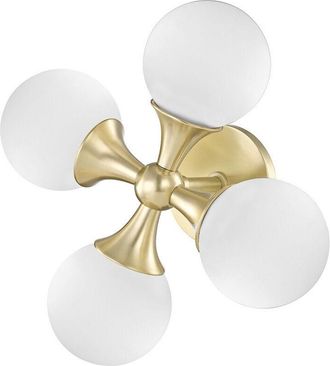 Hudson Valley Lighting Astoria Aplique De Pared 4 Luces Lat&oacute;n, Vidrio, 3000k