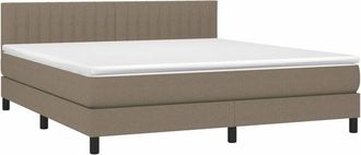 vidaXL Cama Box Spring Colch&oacute;n Y Luces Led Tela Gris Taupe 160x200 Cm Vidaxl