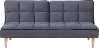 Beliani Sof&aacute; Cama Gris Oscuro 3 Plazas Respaldo Reclinable Acolchado Siljan