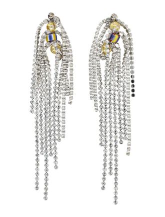 Dries Van Noten Silver Crystal Dangler Earrings