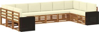 vidaXL Conjunto De Sof&aacute;s De Exterior 10 Uds. Natural Y Crema Poli&eacute;ster Vidaxl