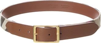 Burberry Check Canvas & Leather Belt