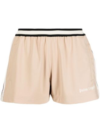 Palm Angels Trainingsshorts met zijstreep - Beige