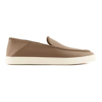 Giorgio Armani Whipstitch-embellished Leather Trainers - male - Giorgio Armani - Loafers - Brown - 11 UK - Shoes