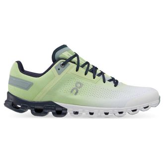 On Cloudflow Textile Synthetic Womens Low Top Trainers - Meadow Green White - Size:UK 6.5