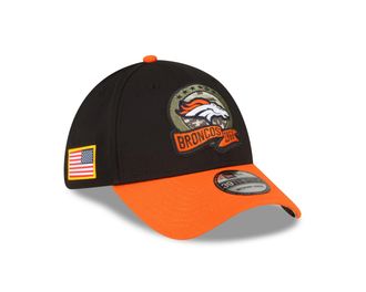 New Era Denver Broncos NFL Salute to Service 2022 Black Orange 39Thirty Stretch Cap - M - L