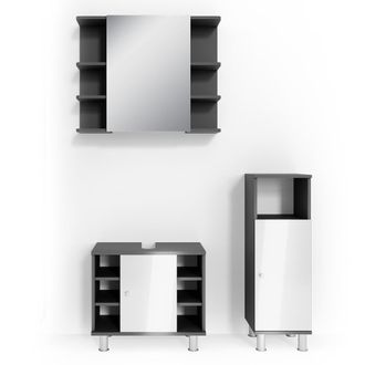 Vicco Conjunto De Muebles De Ba&ntilde;o Fynn, Antracita, 3 Piezas