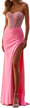 La Femme Strapless Prom Dress In Pink