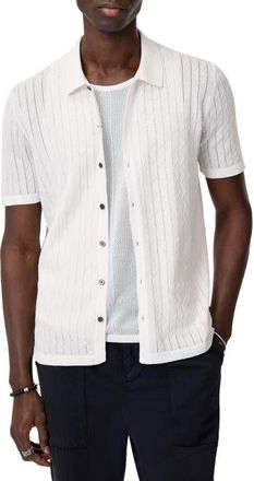 John Varvatos Moore Short Sleeve Organic Cotton Sweater in White at Nordstrom, Size X-Large