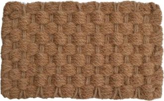 Imports Decor Handwoven Coir Rope Door Mat, Natural Coconut Fiber Admiral Knot Doormat, Durable Indoor Outdoor Entrance