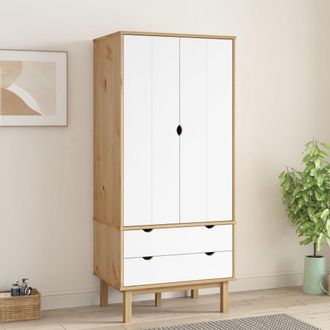 vidaXL Armario Otta Madera Maciza Pino Marr&oacute;n Y Blanco 76,5x53x172 Cm Vidaxl