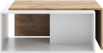 Vicco Mesa De Centro Paul, Roble Blanco/dorado, 90 X 48 Cm