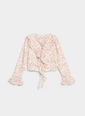 Twik Womens Colourful flowers ruffled blouse