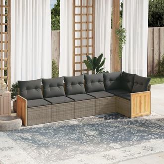 vidaXL Vidaxl - Set De Muebles De Jard&iacute;n 6 Pzas Y Cojines Rat&aacute;n Sint&eacute;tico Gris