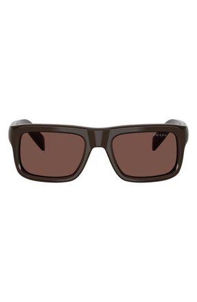 Prada 56mm Rectangular Sunglasses in Cigar /Black Chocolate at Nordstrom