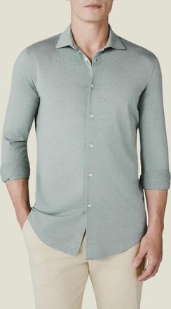 Luca Faloni Marine Green Silk-Cotton Como Shirt