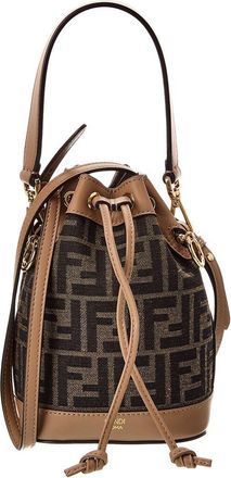 Fendi Fendi Mon Tresor Mini Ff Jacquard & Leather Bucket Bag