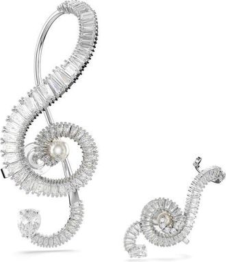 Swarovski x Ariana Grande Asymmetric Music-Inspired Clip Earrings in White at Nordstrom