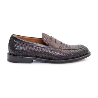 Doucal's Loafers, male, Brown, Size: 8 1/2 US Penny Adler Woven Loafer