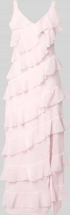 Vila Midikleid mit Volants Modell LUNA in Hellrosa, Gr&ouml;&szlig;e 34