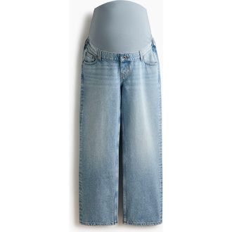 H&M Mama Straight Ankle Jeans in Light Denim Blue at Nordstrom, Size X-Large