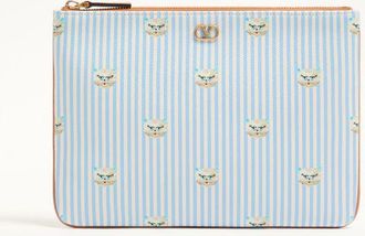 Valentino Garavani Valentino Garavani VLogo Signature pouch in grainy calfskin with Le Chat de la Maison print