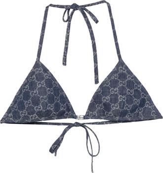 Gucci Badmode, Dames, Blauw, M, Triangolo Bikini Top