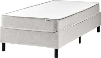 Beliani Divan Bed Light Grey Polyester Upholstery EU Single Size 3ft without Headboard Pocket Spring Mattress Bedroom COUNTESS