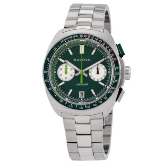 Bulova Racer Chronograph Quartz Green Dial Mens Watch 98B468