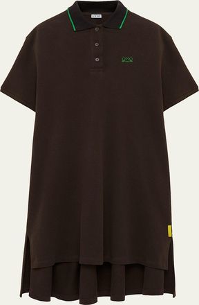 Loewe Short-Sleeve Cotton Pique High-Low Polo Dress