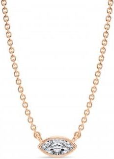 Allurez Marquise Lab Diamond Solitaire Pendant Necklace 14K Rose Gold (0.25ct)