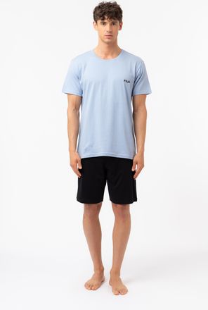 Fila Schlafanzug FILA MAN JERSEY PYJAMAS, Herren, Gr. XXL, blau storm, schwarz, Jersey, Obermaterial: 100% Baumwolle, bequem kurz, Rundhals, Homewear-Sets 