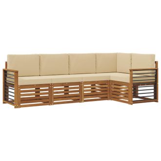 vidaXL Conjunto De Sof&aacute; Seccional Con Coj&iacute;n 5 Pcs Natural Y Beige Vidaxl