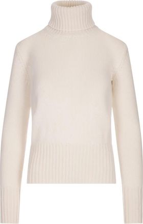 Fedeli Luxe Witte Coltrui Gebreide Kleding - Dames - Coltruien - Beige - S - Kasjmier - Truien & Vesten