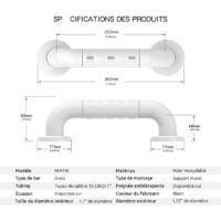 OEM Barra De Apoyo Antideslizante Blanca Para Ba&ntilde;o Crezuo De 30 Cm
