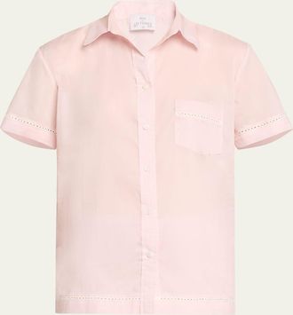 Pour Les Femmes Cotton Lawn Short-Sleeve Crop Pajama Set